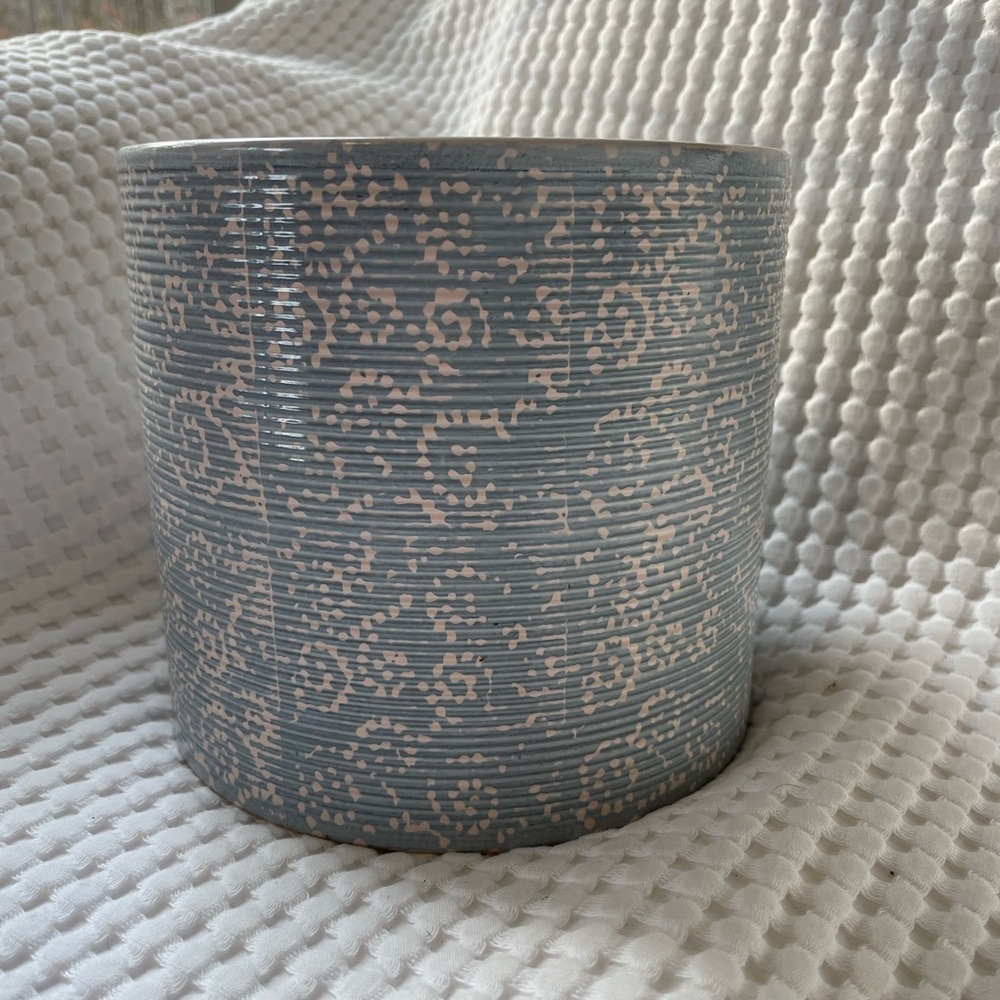 Scheurich printed denim ceramic pot.
